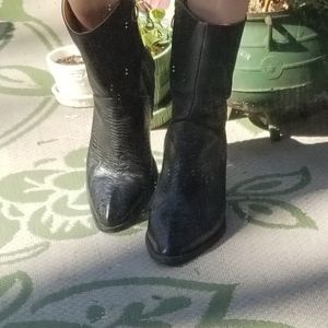 John Fluvog Black Leather urban cowboy boots, 7½